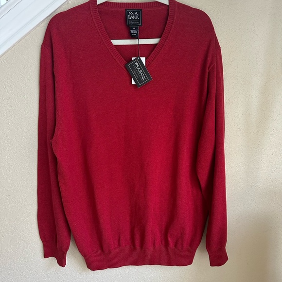 NWT.Jos. A. Bank Signature Red V-Neck Sweater XXL - Picture 2 of 11